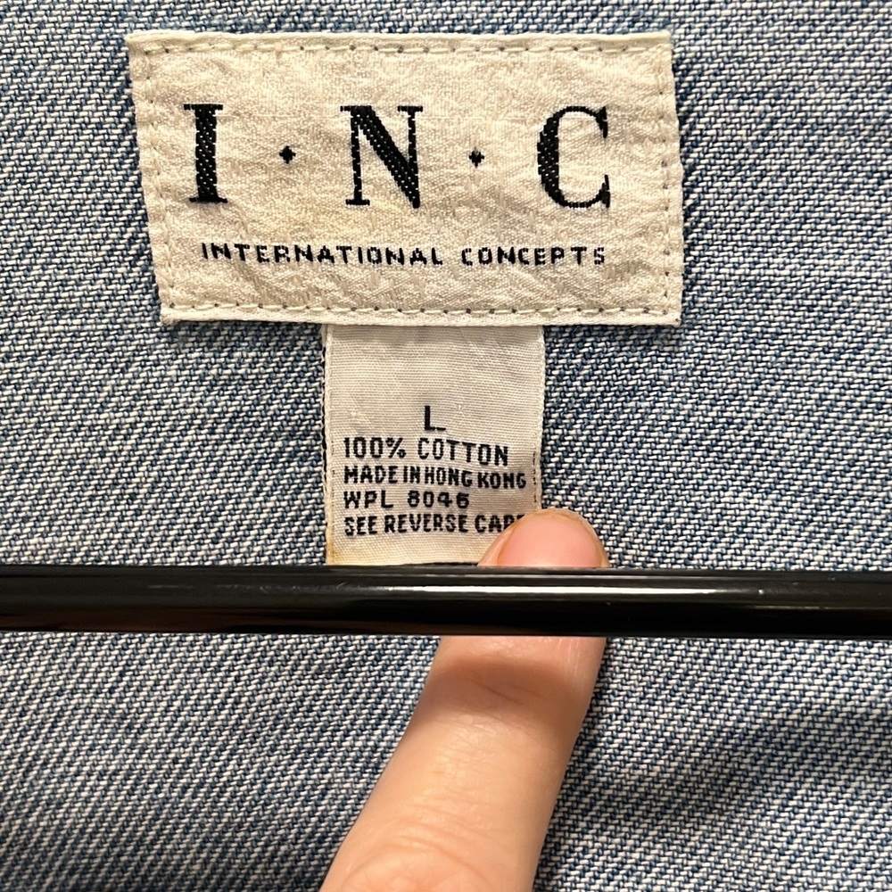 INC Blue Jean Jacket 80s Style SzL - Picture 4 of 5
